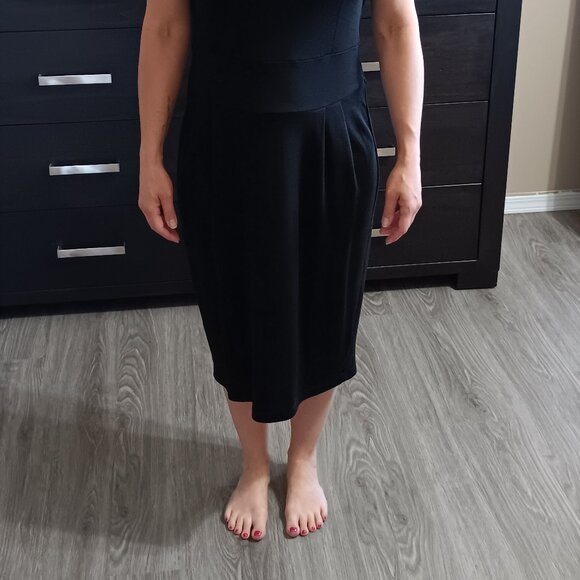 Vintage H&M Black Dress Peter Pan Collar Pleats Y2K LBD - Picture 2 of 4